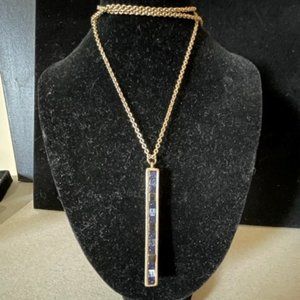 Pendulum Style Artisan Gold Bar with Inlaid Gemstones and Crystals 32" 1960's